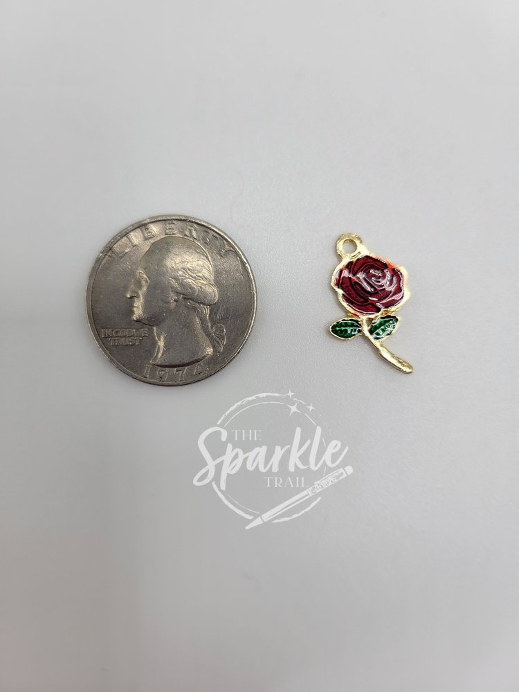 Dark Red Rose Charm