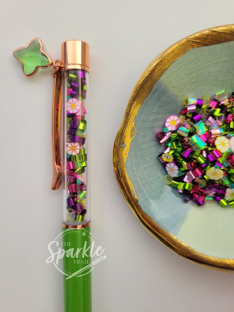 Flower Garden Confetti Sparkle Pen