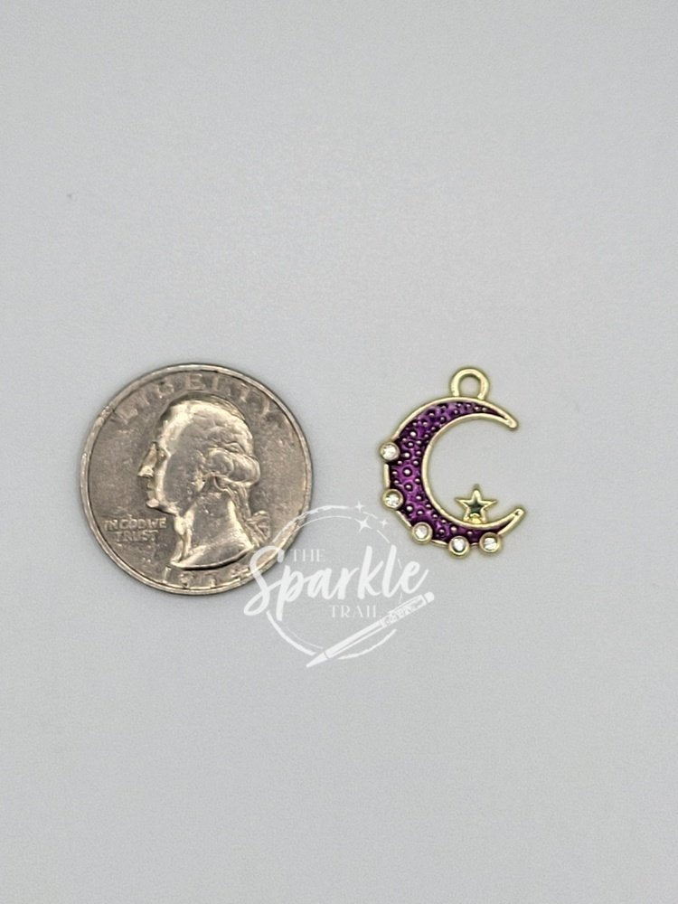 Purple moon and star charm