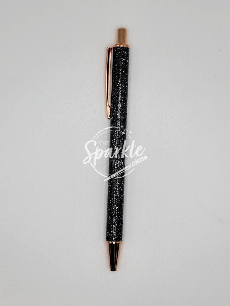 Black Rose Gold Glitter Pen