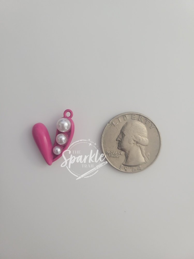 Bright Pink Pearl Heart Charm