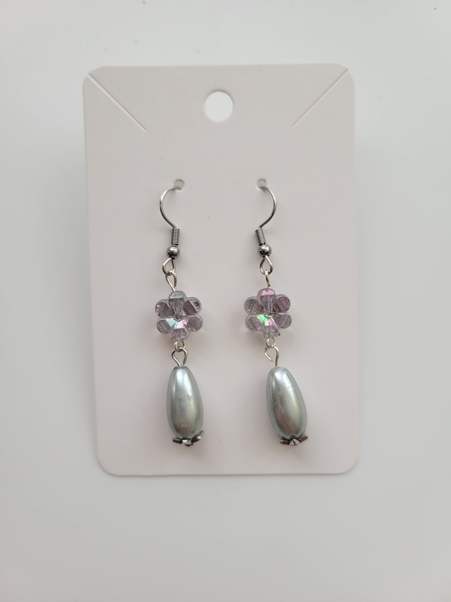Silver Floral Drop Earrings