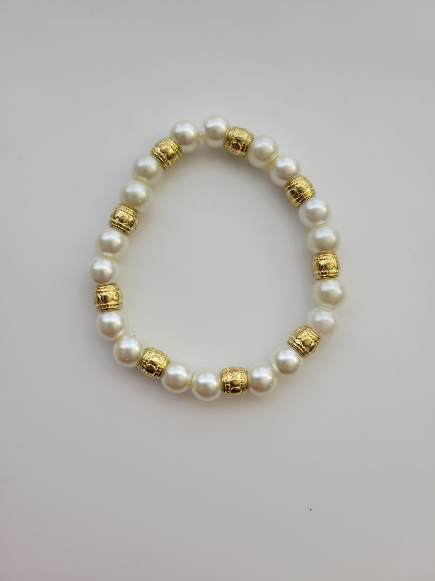 White and Gold Stretch Bracelet