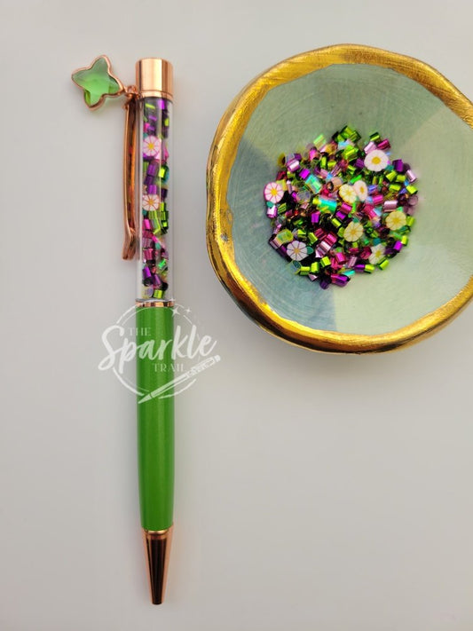 Flower Garden Confetti Sparkle Pen