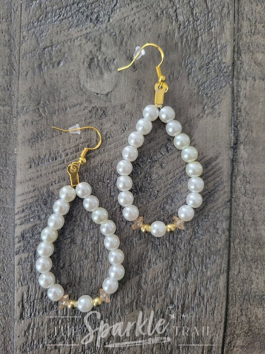Faux Pearl Teardrop Earrings