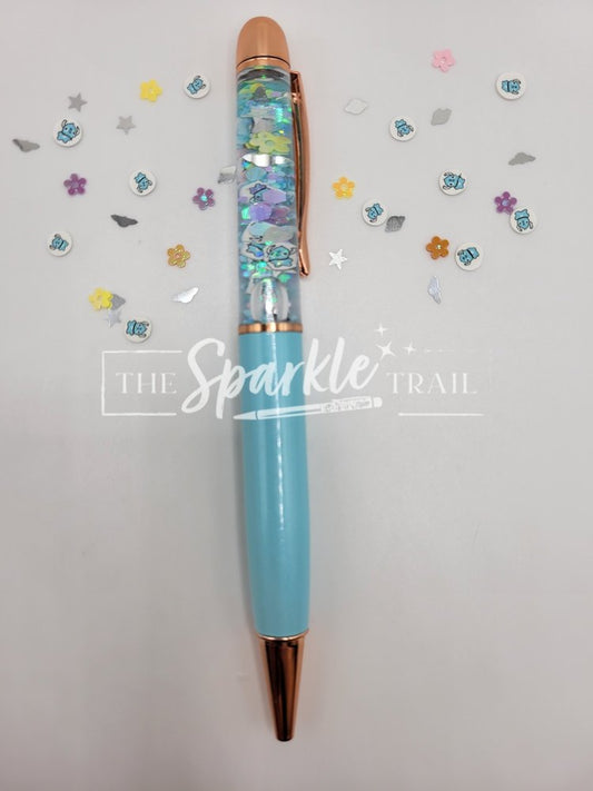 Blue Alien Fat Sparkle Pen