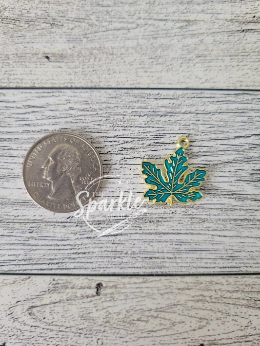 Teal Leaf Charm