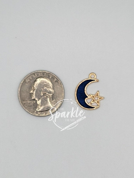 Blue Moon and Star Charm