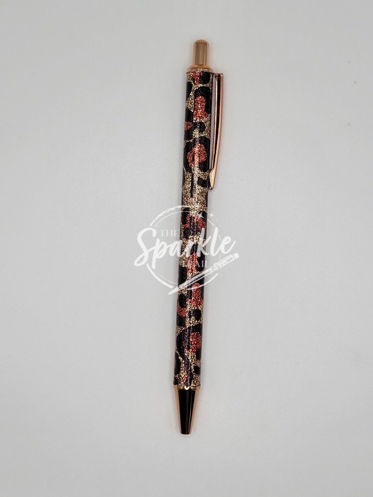 Rose Gold Leopard Glitter Pen