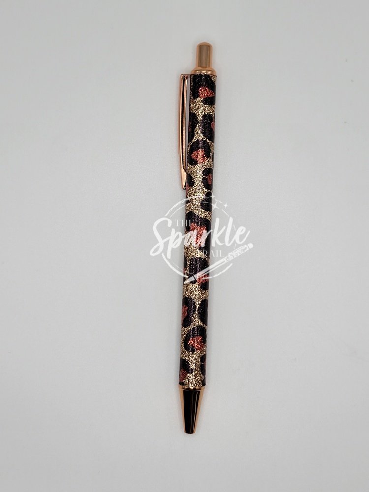Rose Gold Leopard Glitter Pen