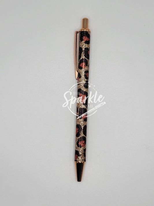 Rose Gold Leopard Glitter Pen