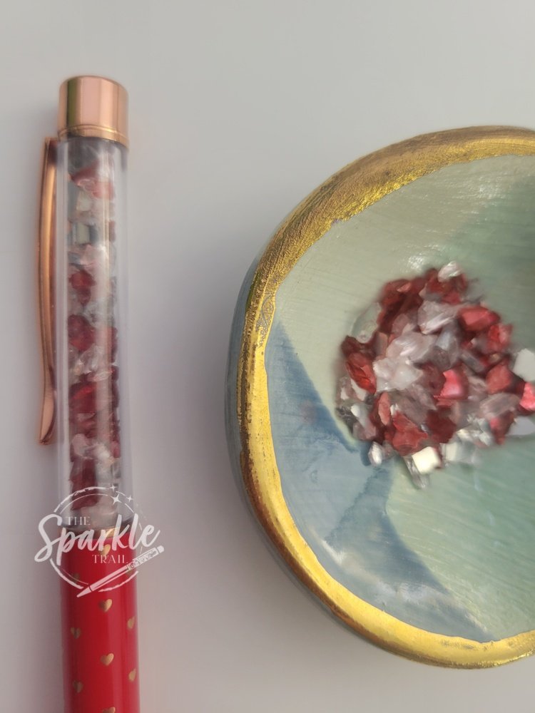 Heart Base Crushed Glass Sparkle Pen