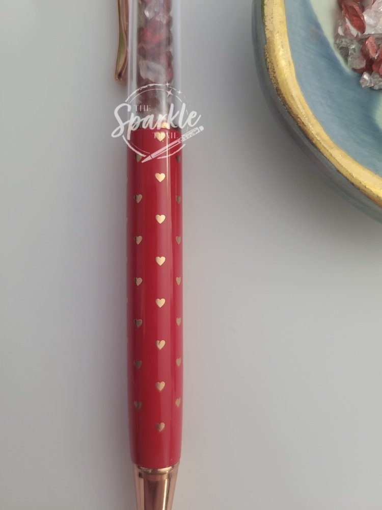 Heart Base Crushed Glass Sparkle Pen