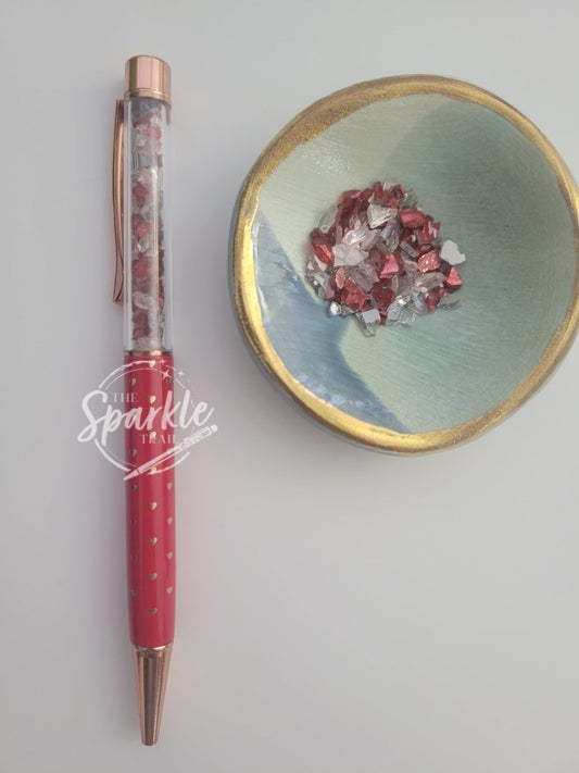 Heart Base Crushed Glass Sparkle Pen