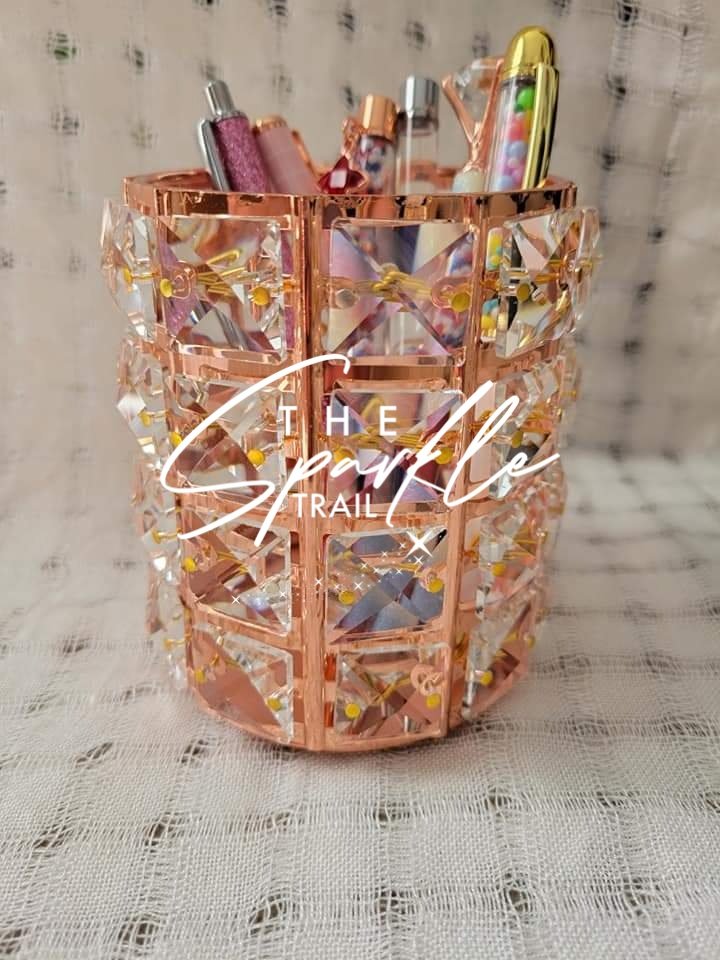Rose Gold Crystal Pen Holder