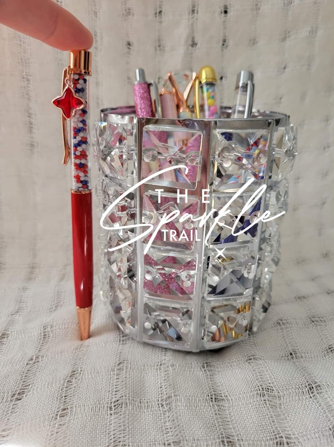 Rose Gold Crystal Pen Holder