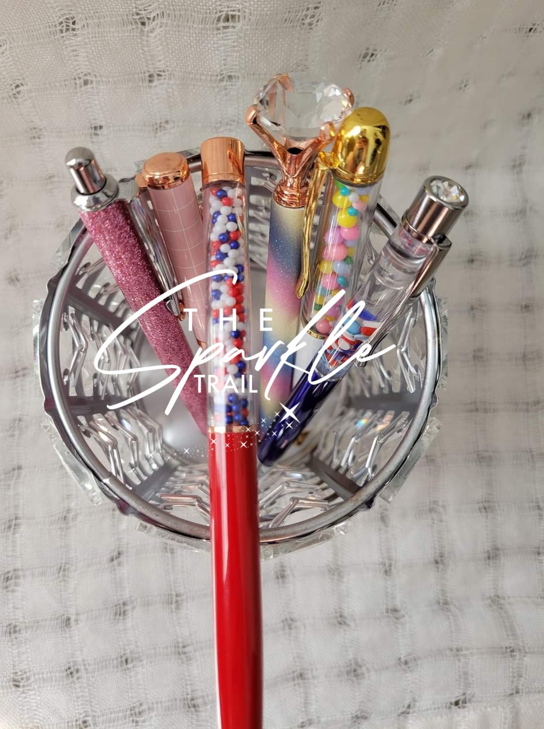 Rose Gold Crystal Pen Holder