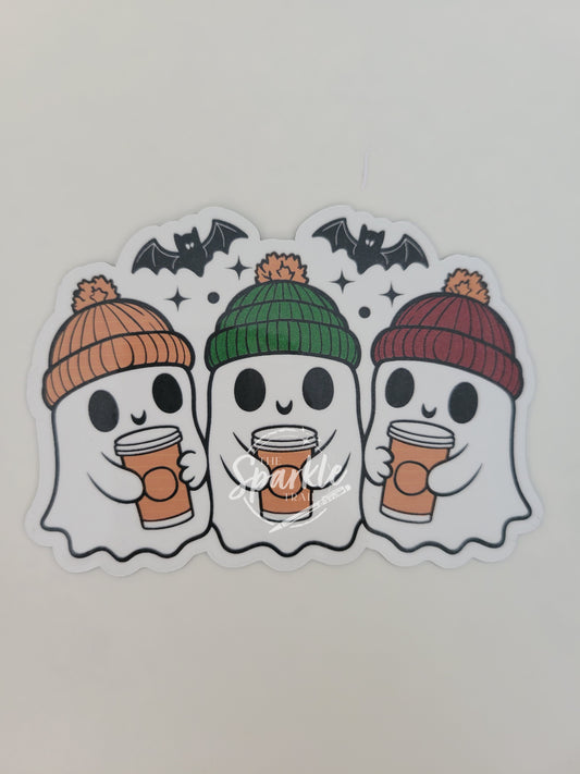 Fall ghost with coffee Fridge Magnet
