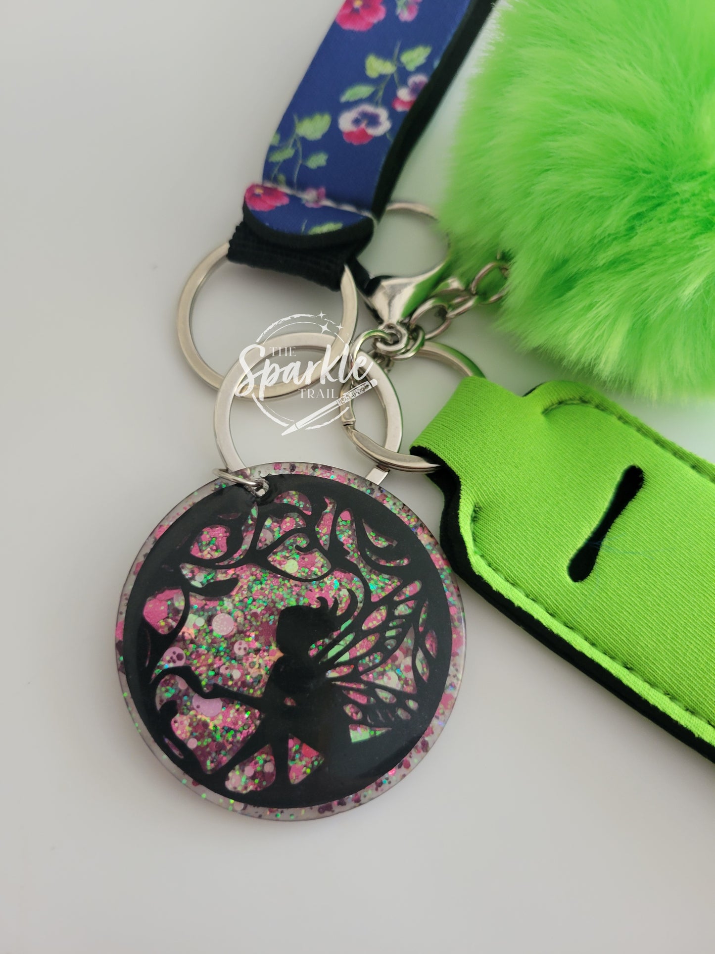 Fairy and Poppy Floral Keychain