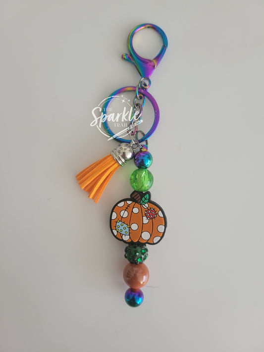 Polka Dot Pumpkin Keychain