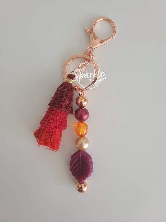 Burgundy Leaf Keychain