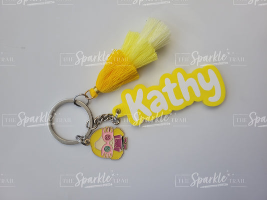 Custom Name keychain with tassel and charm
