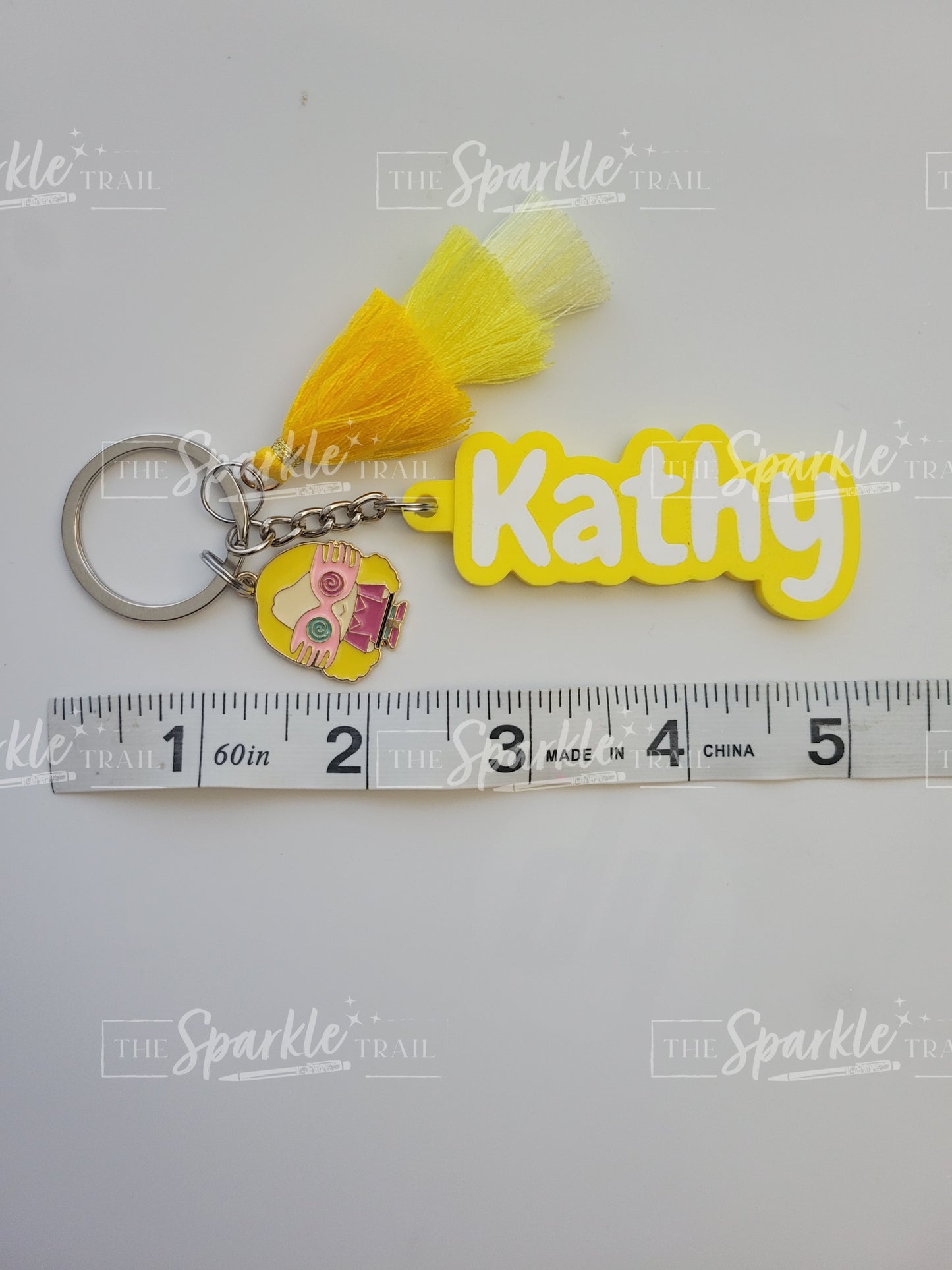 Custom Name keychain with tassel and charm